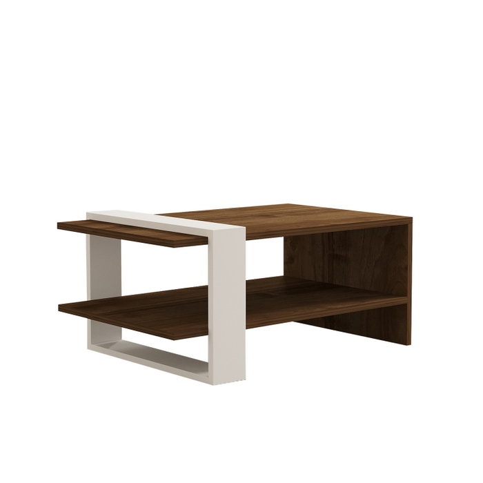 Hanah Home Mesa de centro Gaye de 2 niveles, Nogal y Blanco Hanah Home Mesa de centro Gaye de 2 niveles, Nogal y Blanco